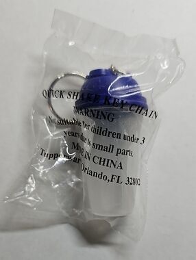 Tupperware Quick Shake Keychain Cup with Blue Lid